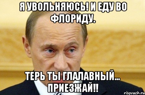 я увольняюсь! и еду во флориду. терь ты глалавный... приезжай!!, Мем путин