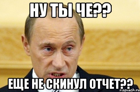 ну ты че?? еще не скинул отчет??, Мем путин