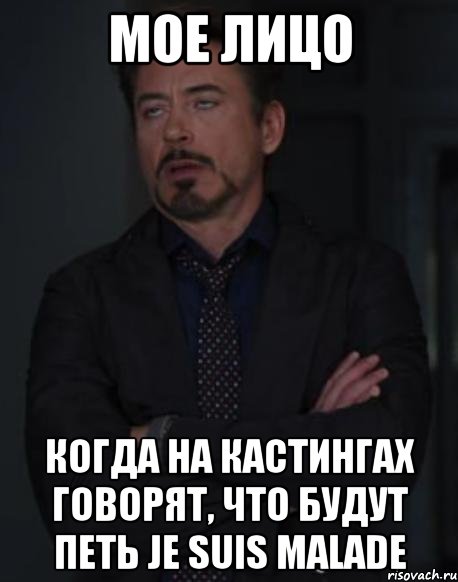 мое лицо когда на кастингах говорят, что будут петь je suis malade, Мем твое выражение лица