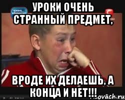 уроки очень странный предмет, вроде их делаешь, а конца и нет!!!, Мем  Сашок Фокин