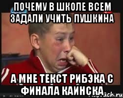 почему в школе всем задали учить пушкина а мне текст рибэка с финала каинска, Мем  Сашок Фокин