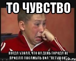 то чувство когда узнал, что на день города не приехал ансамбль виа "петушок"