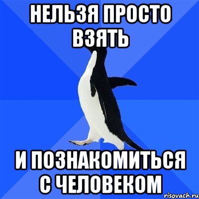 нельзя просто взять и познакомиться с человеком, Мем  Социально-неуклюжий пингвин