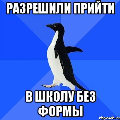 разрешили прийти в школу без формы, Мем  Социально-неуклюжий пингвин