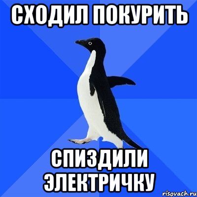 сходил покурить спиздили электричку, Мем  Социально-неуклюжий пингвин