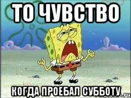 то чувство когда проебал субботу, Мем Спанч Боб плачет