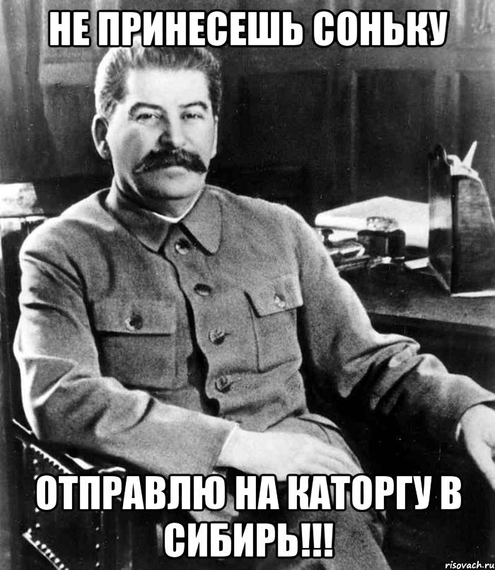 не принесешь соньку отправлю на каторгу в сибирь!!!, Мем  иосиф сталин