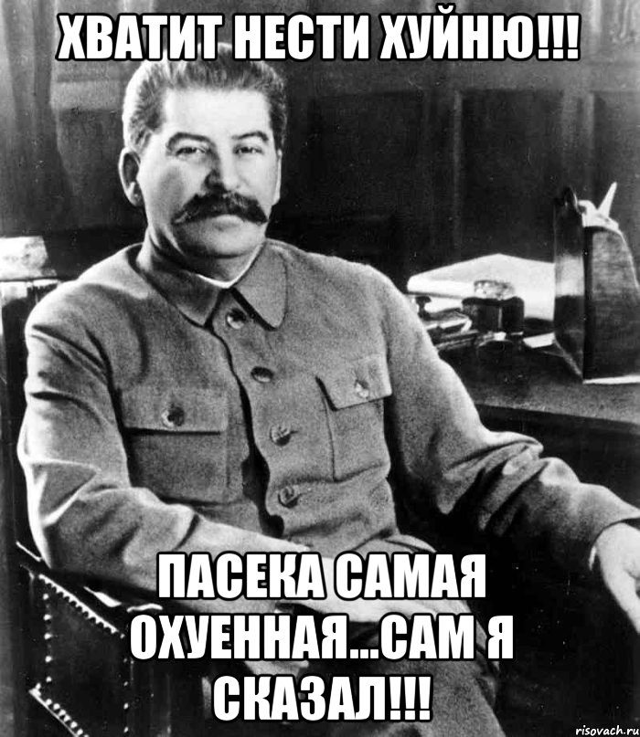 хватит нести хуйню!!! пасека самая охуенная...сам я сказал!!!, Мем  иосиф сталин