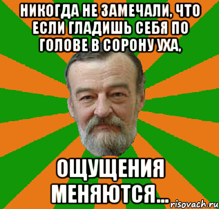 никогда не замечали, что если гладишь себя по голове в сорону уха, ощущения меняются...