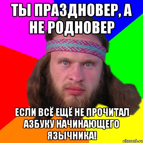 ты праздновер, а не родновер если всё ещё не прочитал азбуку начинающего язычника!, Мем Типичный долбослав