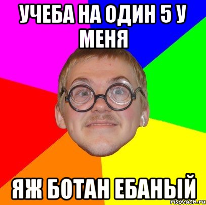 учеба на один 5 у меня яж ботан ебаный, Мем Типичный ботан