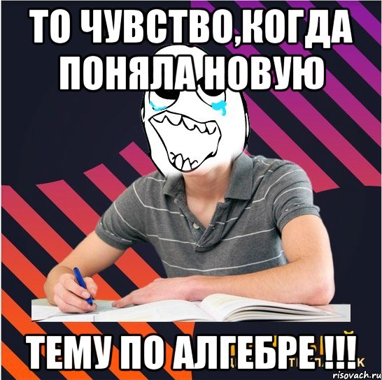 то чувство,когда поняла новую тему по алгебре !!!, Мем Типовий одинадцятикласник