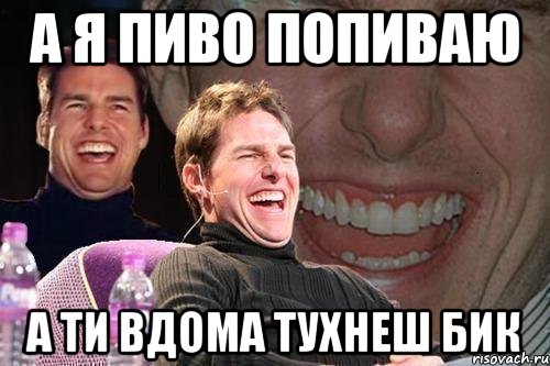 а я пиво попиваю а ти вдома тухнеш бик, Мем том круз