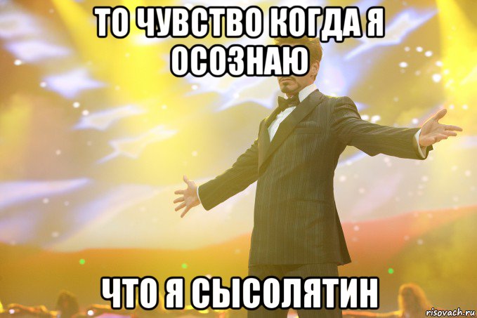 то чувство когда я осознаю что я сысолятин, Мем Тони Старк (Роберт Дауни младший)