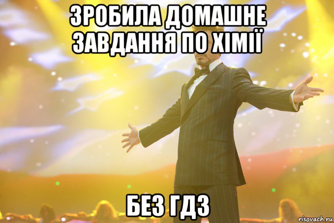 зробила домашне завдання по хімії без гдз, Мем Тони Старк (Роберт Дауни младший)