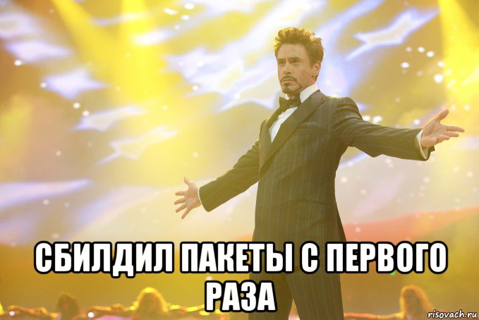  сбилдил пакеты с первого раза, Мем Тони Старк (Роберт Дауни младший)