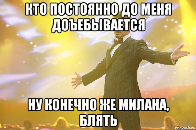 кто постоянно до меня доъебывается ну конечно же милана, блять, Мем Тони Старк (Роберт Дауни младший)