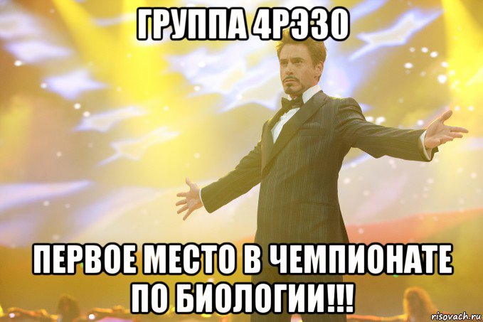 группа 4рэ30 первое место в чемпионате по биологии!!!, Мем Тони Старк (Роберт Дауни младший)