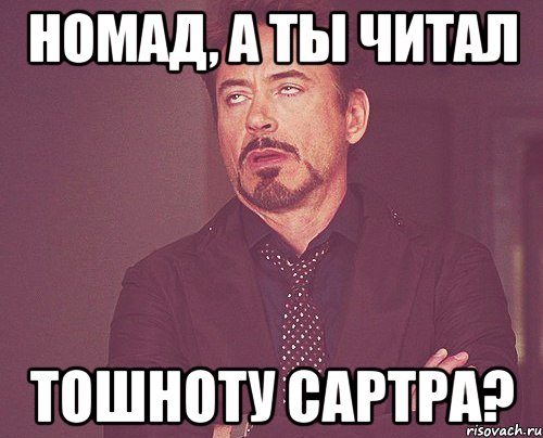 номад, а ты читал тошноту сартра?, Мем твое выражение лица