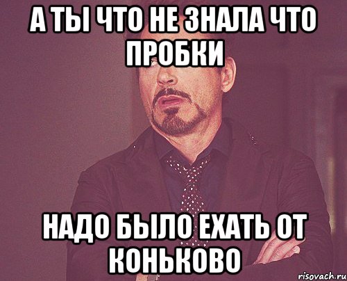 а ты что не знала что пробки надо было ехать от коньково, Мем твое выражение лица