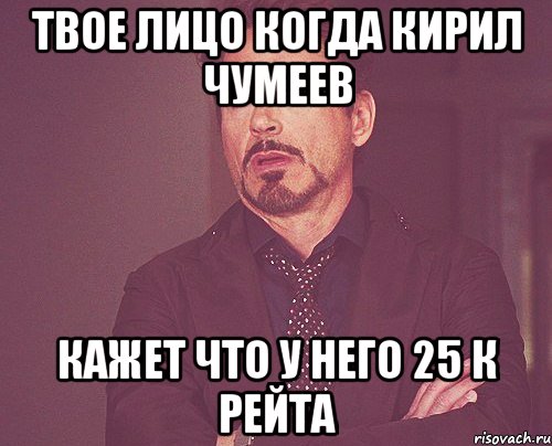 твое лицо когда кирил чумеев кажет что у него 25 к рейта, Мем твое выражение лица