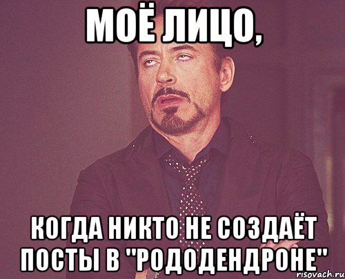 моё лицо, когда никто не создаёт посты в "рододендроне", Мем твое выражение лица