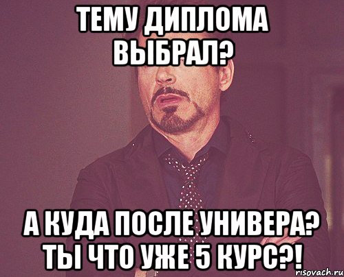 тему диплома выбрал? а куда после универа? ты что уже 5 курс?!, Мем твое выражение лица