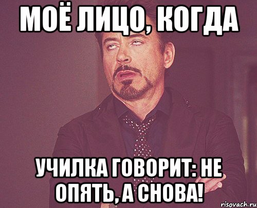 моё лицо, когда училка говорит: не опять, а снова!, Мем твое выражение лица