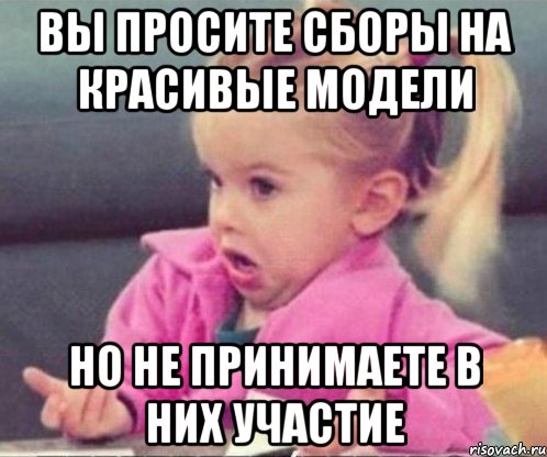 вы просите сборы на красивые модели но не принимаете в них участие, Мем  Ты говоришь (девочка возмущается)