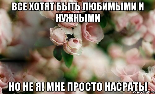 все хотят быть любимыми и нужными но не я! мне просто насрать!