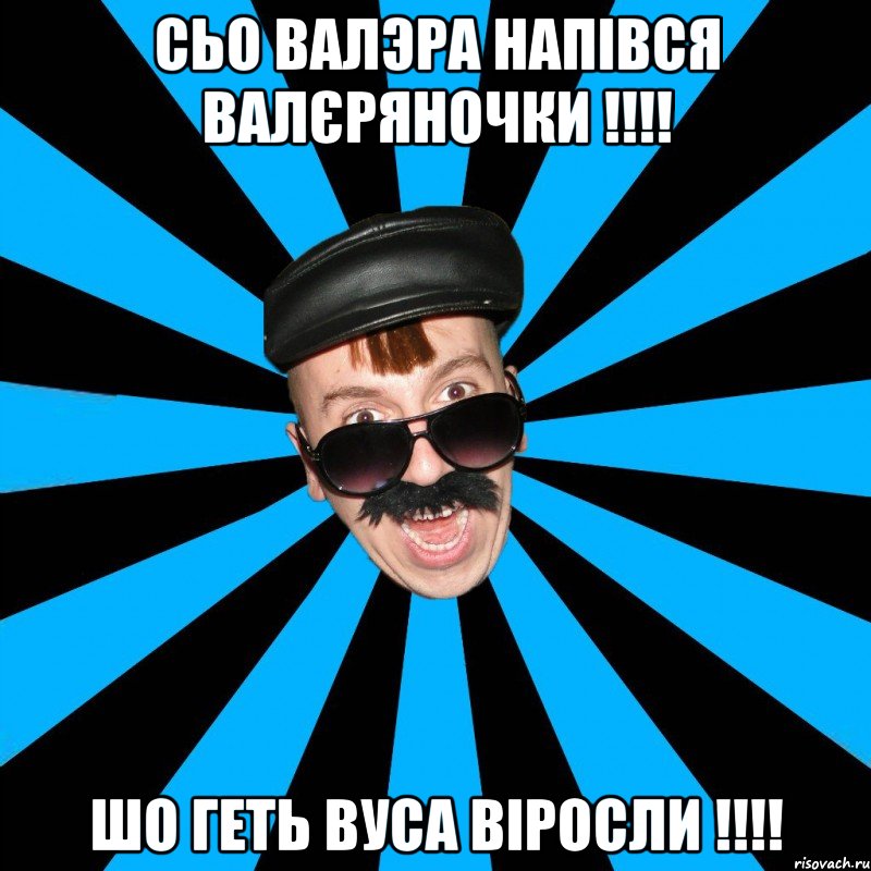 сьо валэра напівся валєряночки !!! шо геть вуса віросли !!!