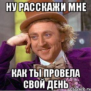 ну расскажи мне как ты провела свой день, Мем Ну давай расскажи (Вилли Вонка)