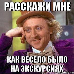 расскажи мне как весело было на экскурсиях, Мем Ну давай расскажи (Вилли Вонка)