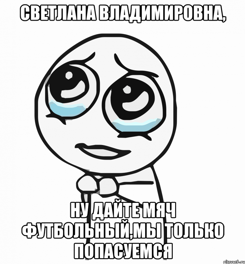 светлана владимировна, ну дайте мяч футбольный,мы только попасуемся, Мем  ну пожалуйста (please)