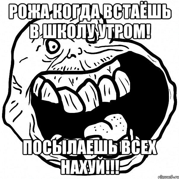 рожа когда встаёшь в школу утром! посылаешь всех нахуй!!!, Мем всегда один