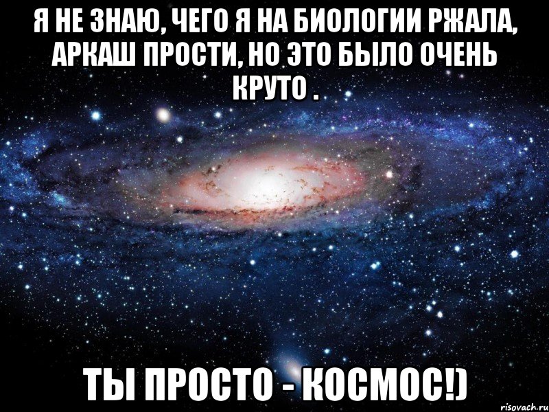 я не знаю, чего я на биологии ржала, аркаш прости, но это было очень круто . ты просто - космос!), Мем Вселенная