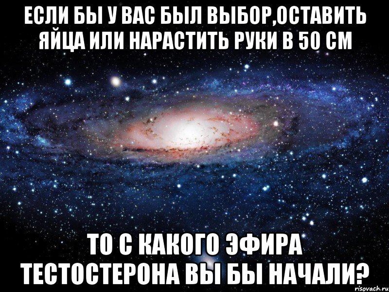 если бы у вас был выбор,оставить яйца или нарастить руки в 50 см то с какого эфира тестостерона вы бы начали?, Мем Вселенная