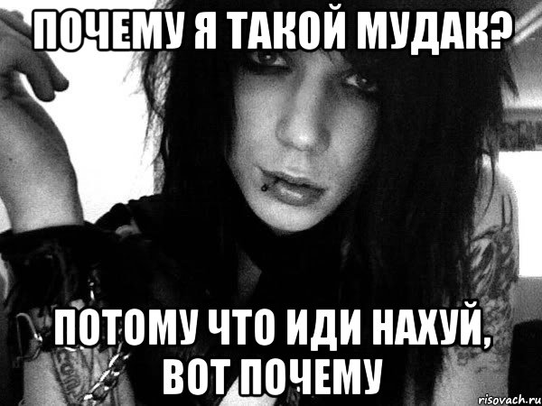 почему я такой мудак? потому что иди нахуй, вот почему