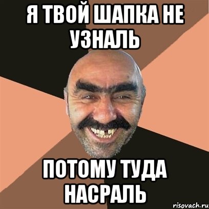 я твой шапка не узналь потому туда насраль, Мем Я твой дом труба шатал