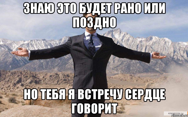 знаю это будет рано или поздно но тебя я встречу сердце говорит, Мем железный человек