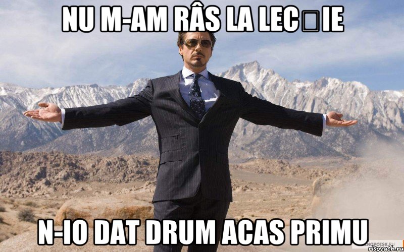 nu m-am râs la lecție n-io dat drum acas primu, Мем железный человек