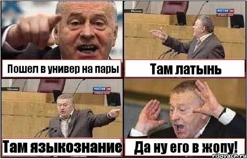 Пошел в универ на пары Там латынь Там языкознание Да ну его в жопу!, Комикс жиреновский