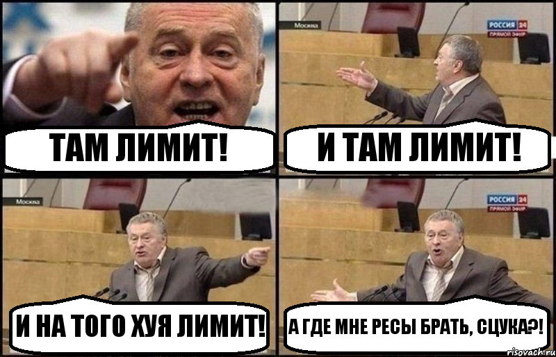 ТАМ ЛИМИТ! И ТАМ ЛИМИТ! И НА ТОГО ХУЯ ЛИМИТ! А ГДЕ МНЕ РЕСЫ БРАТЬ, СЦУКА?!, Комикс Жириновский