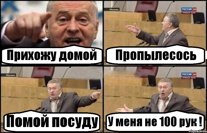 Прихожу домой Пропылесось Помой посуду У меня не 100 рук !, Комикс Жириновский