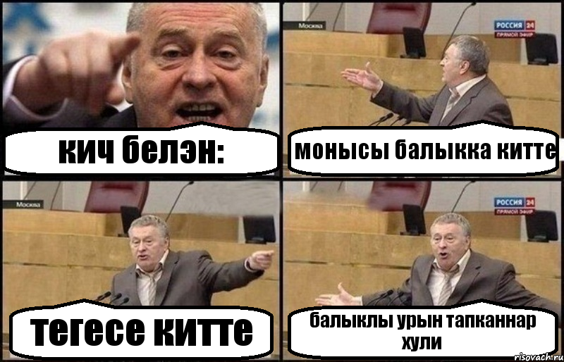 кич белэн: монысы балыкка китте тегесе китте балыклы урын тапканнар хули, Комикс Жириновский