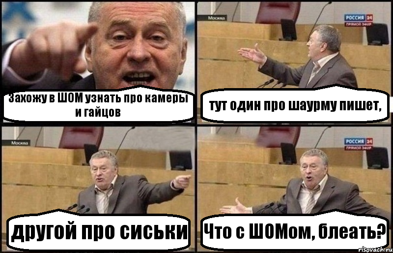 Захожу в ШОМ узнать про камеры и гайцов тут один про шаурму пишет, другой про сиськи Что с ШОМом, блеать?, Комикс Жириновский