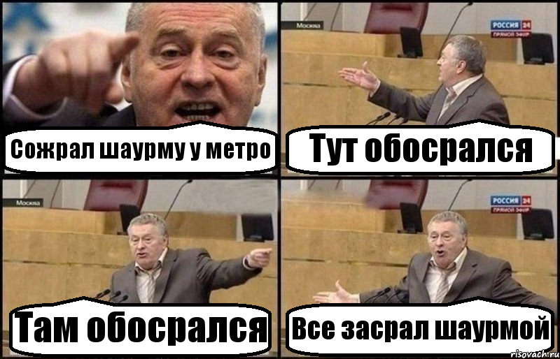 Сожрал шаурму у метро Тут обосрался Там обосрался Все засрал шаурмой, Комикс Жириновский