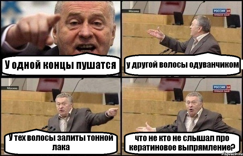 У одной концы пушатся у другой волосы одуванчиком У тех волосы залиты тонной лака что не кто не слышал про кератиновое выпрямление?, Комикс Жириновский