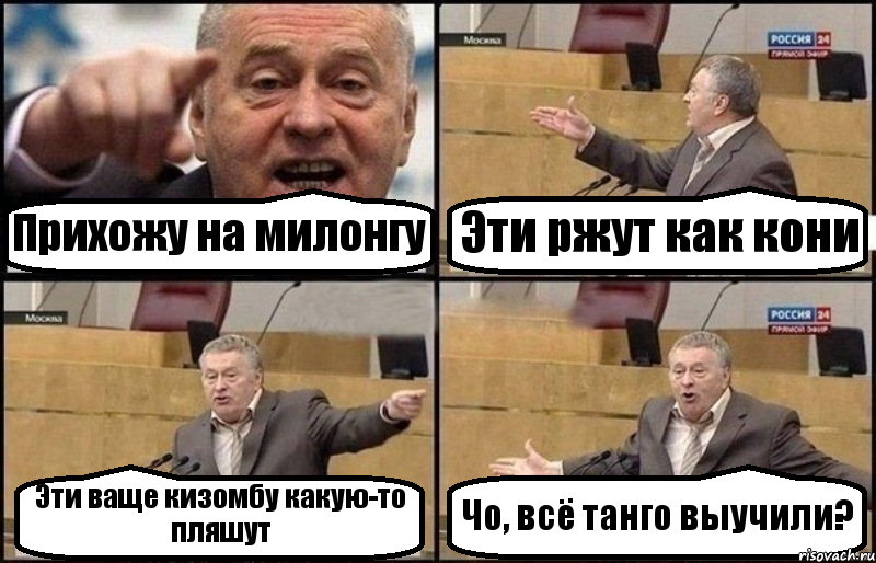 Прихожу на милонгу Эти ржут как кони Эти ваще кизомбу какую-то пляшут Чо, всё танго выучили?, Комикс Жириновский