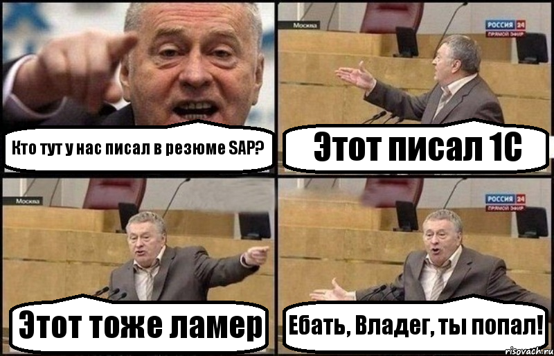 Кто тут у нас писал в резюме SAP? Этот писал 1С Этот тоже ламер Ебать, Владег, ты попал!, Комикс Жириновский